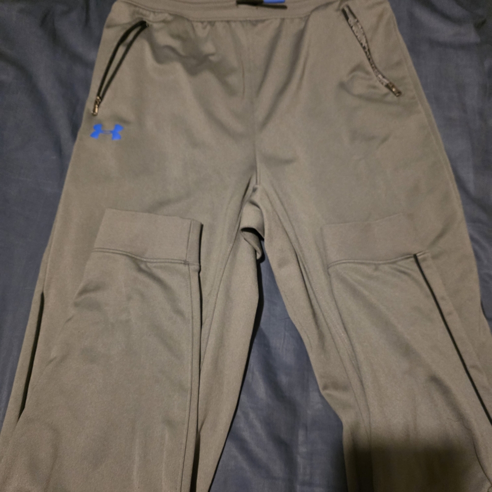 Under Armour Men's Grey Joggers with Blue Logo